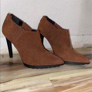 Calvin Klein Pointed Toe Suede Brown bootie